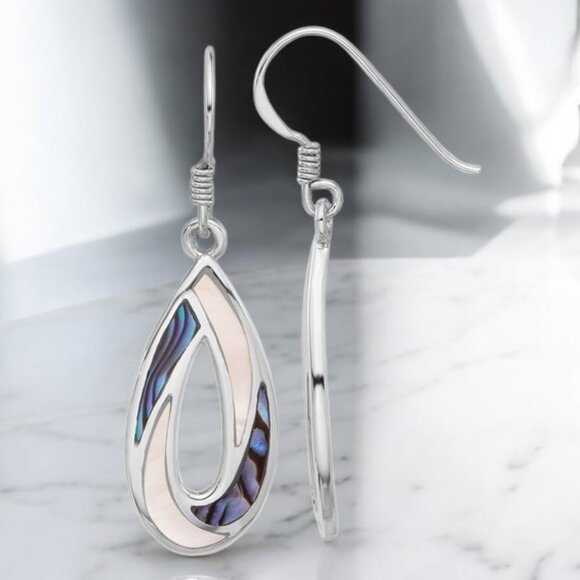 Abalone and Mother-of-Pearl Earrings in 925 Sterling Silver - Picture 1 of 2